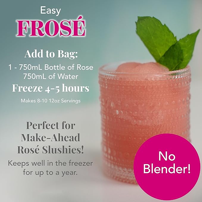 Frozen Cocktail Drink Mix - Each Bag Makes 10 Wine Slushies - Drink Powder Pouches for Alcohol - All Natural Low Sugar Mixer, No Blender Needed - Fros챕, 3 Pack