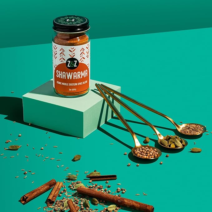 Shawarma by Z&Z | Classic Blend of Middle Eastern Spices | Beef & Chicken Shawarma Seasoning | Shawarma Spice Mix (Cumin, Paprika, Coriander, Garlic, Onion, Ginger, Salt, Pepper, & Cardamom), 2 Oz