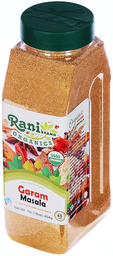 Rani Organic Garam Masala (7-Spice North Indian Spices Blend) 16oz (1lb) 454g PET Jar ~ All Natural | Salt-Free | Vegan | Gluten Friendly | NON-GMO | Indian Origin | USDA Certified Organic