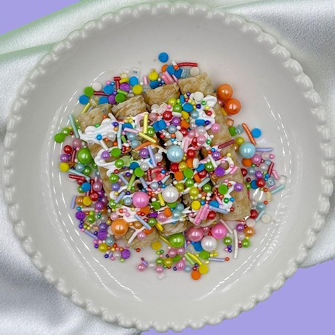 Rainbow Sprinkles for Cake Decorating, Pastel Jimmies and Pearls Sprinkles Mix for Donut Cookie Baking Brownies Cupcake Ice Cream Toppings
