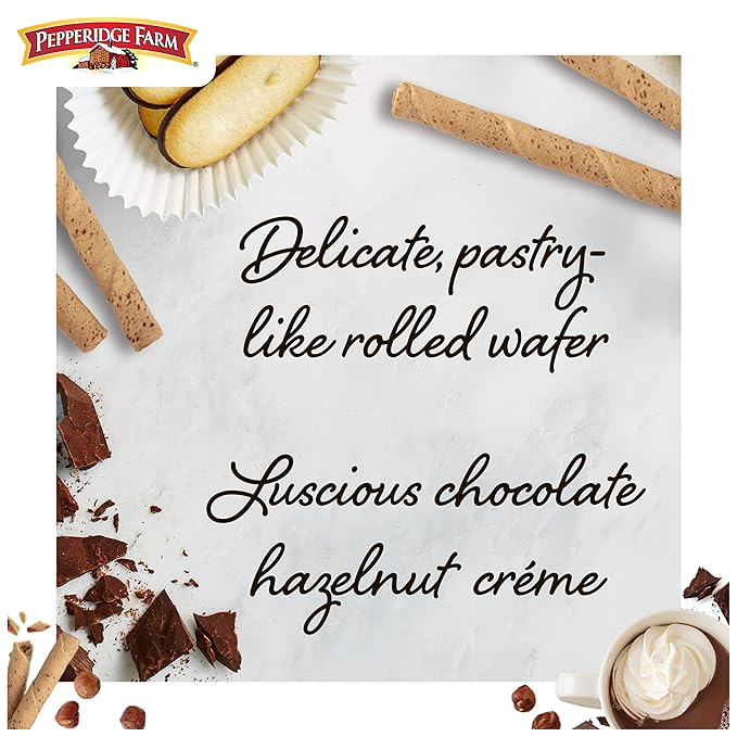 Pepperidge Farm Pirouette Cookies, Chocolate Hazelnut Créme Filled Wafers, 13.5 Oz Tin (Pack of 2)