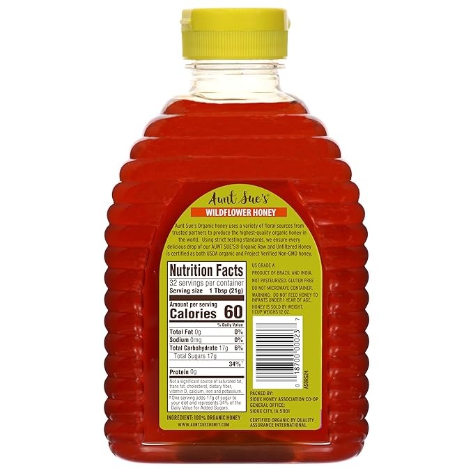 Aunt Sue Raw & Unfiltered Organic Honey From Brazil, 24 oz