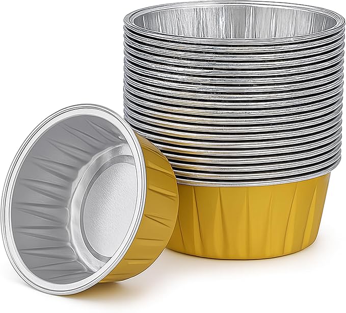 50 Pack Aluminum Foil Baking Cups ??3.35 Inch Disposable Cupcake Liners, Muffin and Dessert Cups, Oven Safe and Leak-Proof