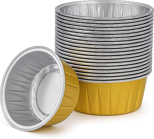 50 Pack Aluminum Foil Baking Cups ??3.35 Inch Disposable Cupcake Liners, Muffin and Dessert Cups, Oven Safe and Leak-Proof