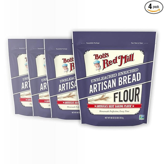 Bob's Red Mill Artisan Bread Flour, 3 Pound (Pack of 4) - Unbleached, Unbromated, Non-GMO, Vegan