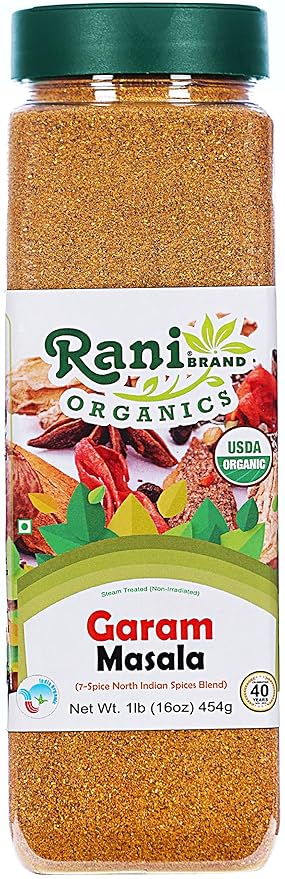 Rani Organic Garam Masala (7-Spice North Indian Spices Blend) 16oz (1lb) 454g PET Jar ~ All Natural | Salt-Free | Vegan | Gluten Friendly | NON-GMO | Indian Origin | USDA Certified Organic