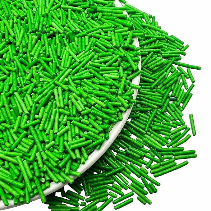 SE Si&Moos Grass Green Jimmies Sprinkles Green Grass Sprinkles for Cake Decorating Edible Crunchy Jimmies for Topping Ice Cream, Cookies, Cakes, Cupcakes, Dessert Decorating 3 OZ