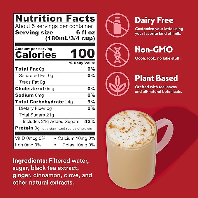 STASH Double Spice Chai Latte Concentrate - Barista Style Caffeinated Chai Tea Beverage - Crafted in Oregon - Plant Based and Dairy-Free, Serve Hot or Iced, 32 fl oz