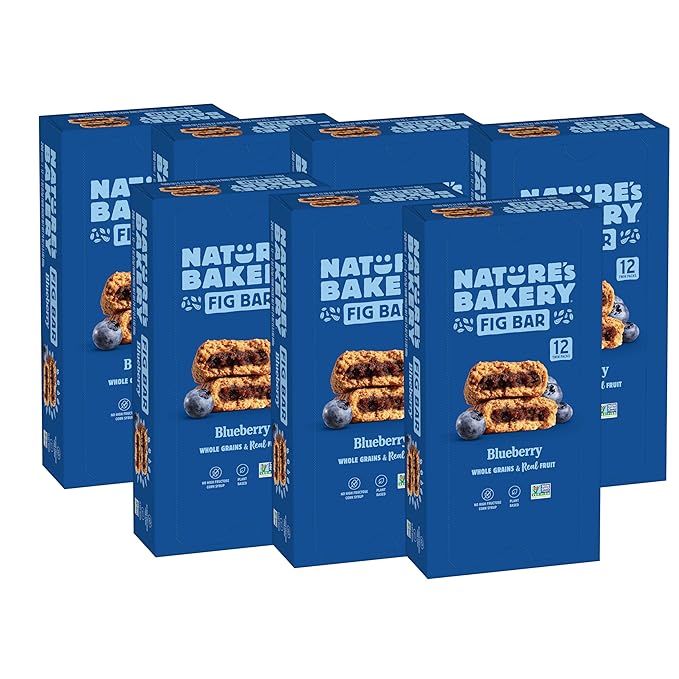 Nature?™s Bakery Whole Wheat Fig Bars, Blueberry, Real Fruit, Vegan, Non-GMO, Snack bar, 7 boxes with 12 twin packs (84 twin packs)