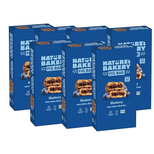 Nature?™s Bakery Whole Wheat Fig Bars, Blueberry, Real Fruit, Vegan, Non-GMO, Snack bar, 7 boxes with 12 twin packs (84 twin packs)