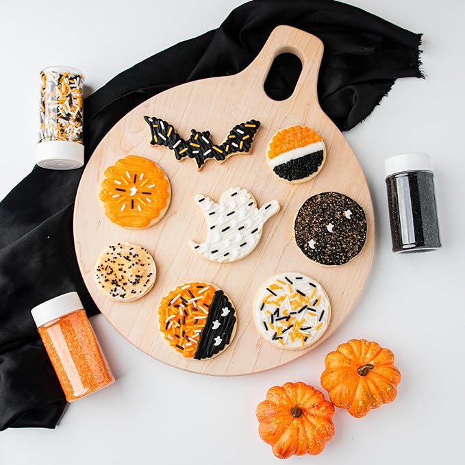 Sweets Indeed Dye-Free Halloween Sprinkles 4-Pack ??11.57 oz Natural Spooky Decorating Set | Sprinkle Mix, Ghost Confetti, Orange Sugar & Black Sugar | Edible Dye-Free Cake & Cupcake Decorations