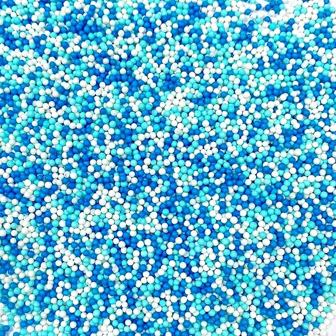 Sentovac Blue and White Nonpareils Sprinkles Edible 2mm Mini Peals Sprinkle for Cake Decorating Sugar Candy Cookie Cupcake Topper Baking Decorations Halloween Christmas Baby Shower Supplies
