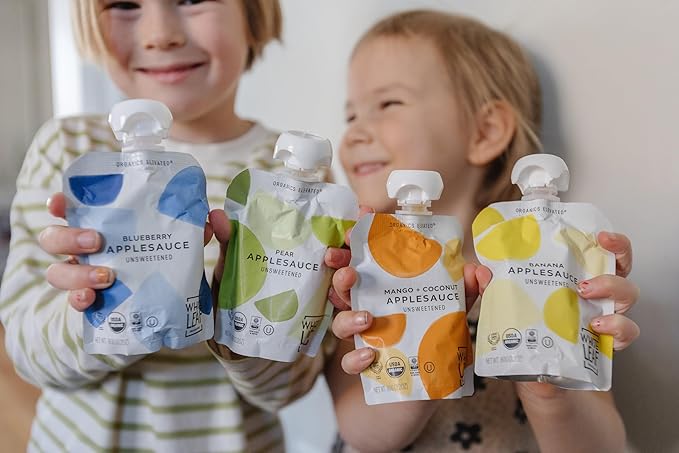 White Leaf Provisions Organic Banana Applesauce ??Regeneratively Farmed, No Added Sugar, Kosher, USDA, GMO & BPA free 3.2oz Pouches (Pack of 24)