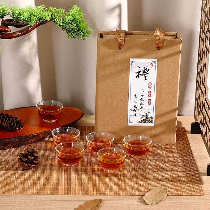 Skyley 6 Pieces Korean Soju Shot Glasses Sets Porcelain Cups Korean Ceramic Cups Tea Accessories Drinkware, Handcrafted Ceramic(Clear,Elegant Pattern)
