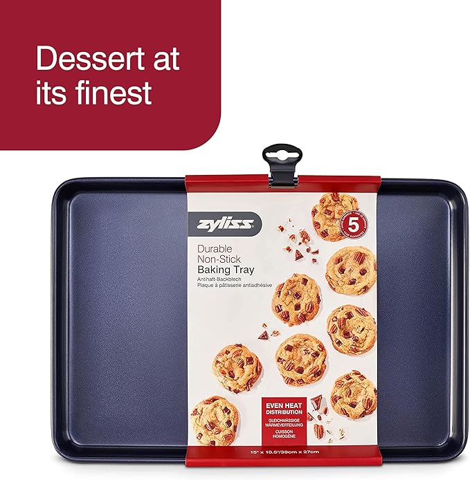 Zyliss E980191 Non-Stick Baking Tray | Carbon Steel | Dark Blue | Baking Tin/Bakeware/Roasting | Dishwasher Safe | 5 Year Guarantee