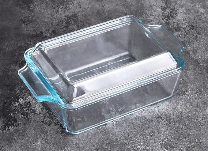 Rectangular Tempered Glass Casserole Dish, Tempered Glass Baking Dish with Glass Cover. Oven, Freezer and Dishwasher Safe.- 1 Liter