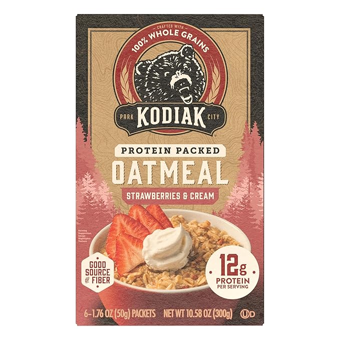 Kodiak Cakes Strawberries & Cream Oatmeal Packets (Pack of 6)