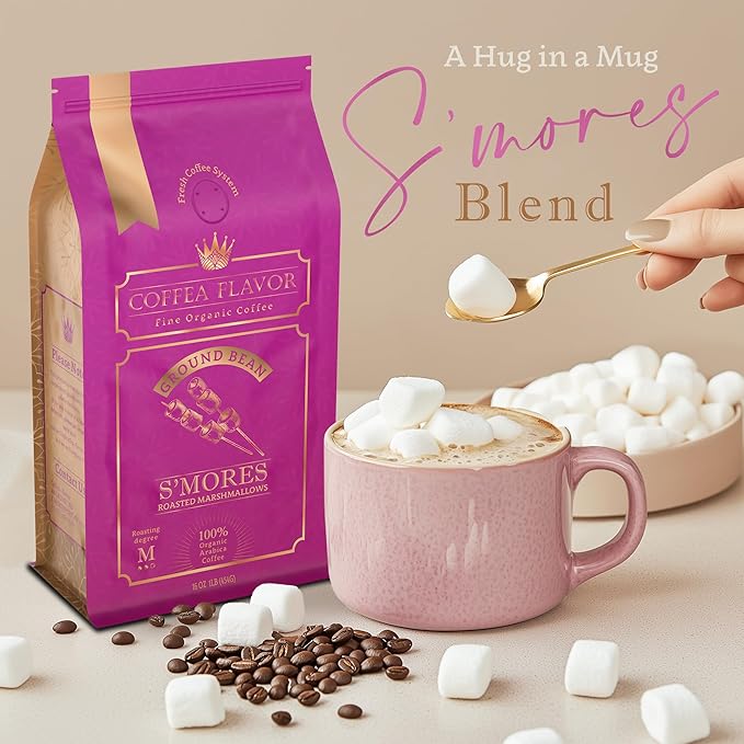 Flavored Ground Coffee ??S'mores, 100% Arabica, Single Origin, Medium Roast, USDA Organic, Naturally Flavored ??by Coffea Flavor