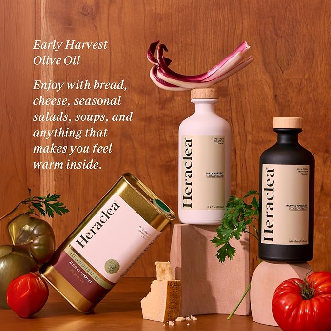 Heraclea - Early Harvest - Extra Virgin Olive Oil - Organic Olive Oil - Extra Virgin - Cold Pressed - Polyphenol Rich EVOO - 16.9oz Bottle