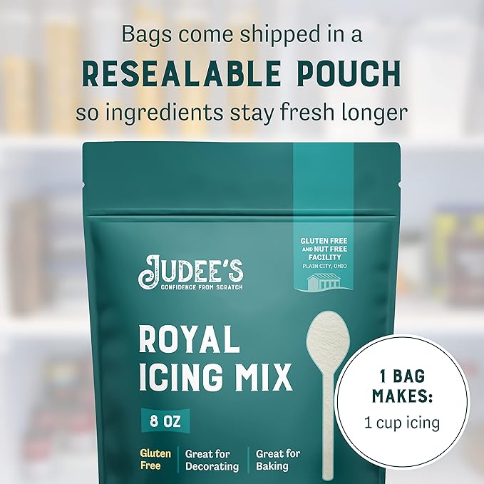 Judee's Royal Icing Mix 8 oz - Frost Cookies Like a Professional - Great for Decorating and Baking - Just Add Water - Non-GMO, Gluten-Free and Nut Free