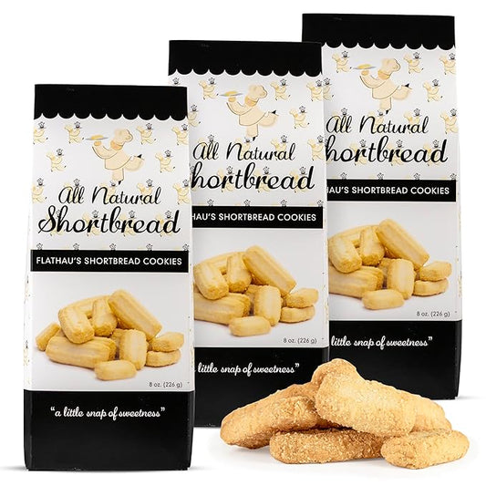 Flathau?셲 Fine Foods, Gourmet Shortbread Cookies, Handcrafted All Natural Artisan Bites, Southern-Baked Sweet Snaps with a Buttery Finish (Pack of 3, Original Shortbread)