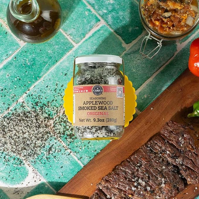 SMP Applewood Smoked Sea Salt 100% Natural Gourmet Finishing Salt, Cold Smoked for 10 Days, Rich &
