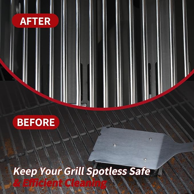 Bristle-Free BBQ Grill Brush & Scraper - Heavy Duty Barbecue Cleaner with Extended Handle??"<div>