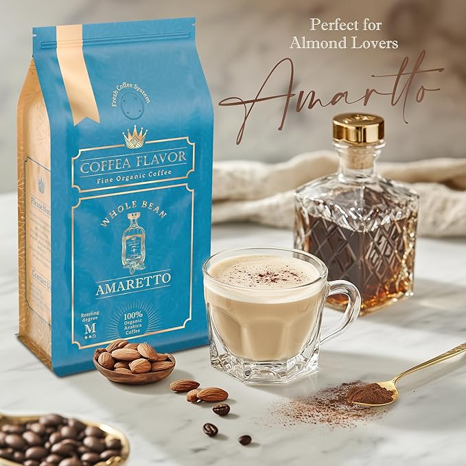 Amaretto Flavored Whole Bean Coffee ??100% Arabica, Single Origin, Medium Roast, Naturally Sweetened, Indulgent and Smooth ??Perfect for Cold Brew ??by Coffea Flavor
