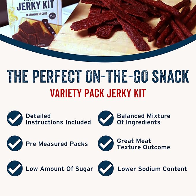 PS Seasoning Jerky Seasoning and Cure Kit (Variety Pack) - Award-Winning DIY Beef Jerky Making Kit with Seasoning Mix & Cure - Oven, Smoker, Dehydrator - Great for Beef, Turkey, Venison, Wild Game