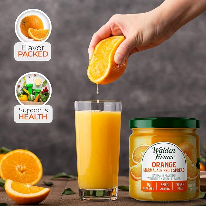 Walden Farms Orange Marmalade Fruit Spread ??Zero Calorie, Low Carb, Keto-Friendly, Vegan, Sugar-Free, Zesty Orange Citrus Flavor ??2-Pack, 12 oz Bottles