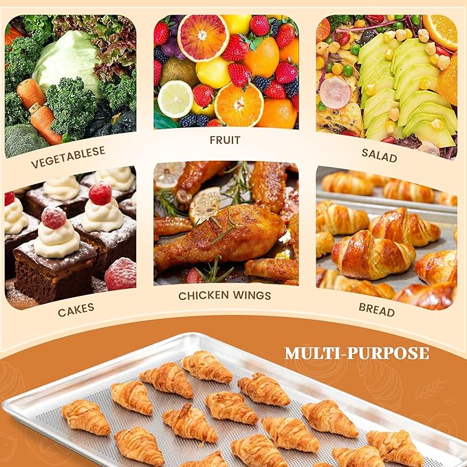 6 Pack Half Size Baking Sheet Pans Perforated, Aluminum Commercial Cookie Sheets Non-Stick, 18"x13"