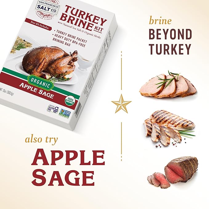 Organic Turkey Brine Kit - 13 oz. Garlic Rosemary Brine with BPA-Free Brine Bag for Whole, Smoked, Oven-Roasted or Fried Turkey by San Francisco Salt Company