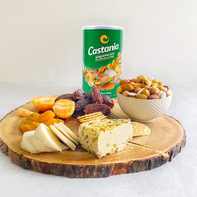 Castania BBQ Lebanese Mixed Nuts, Super Extra Mix with Pistachios, Almonds, Cashews, Hazelnuts, Peanuts, Pumpkin Seeds, Corn, and Chickpeas, 16oz (Pack of 4)