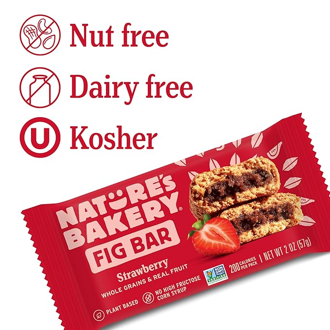 Nature?™s Bakery Whole Wheat Fig Bars, Strawberry, Real Fruit, Vegan, Non-GMO, Snack bar, 7 boxes with 12 twin packs (84 twin packs)