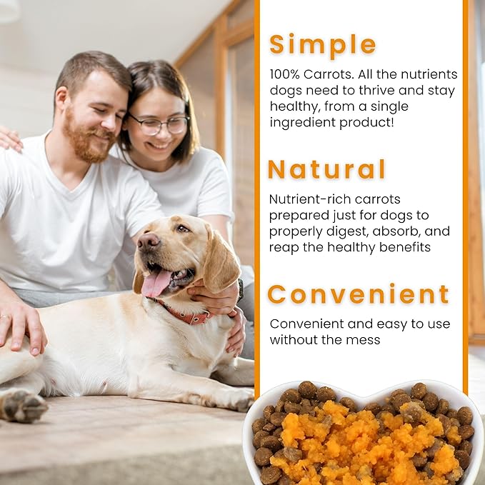 Olewo Original Carrots for Dogs ??Fiber for Perfect Poop, Dehydrated Dog Food Toppers for Picky Eaters, Natural Skin & Coat Support, Multivitamin, Probiotics for Digestive & Gut Health, 2.2 lbs