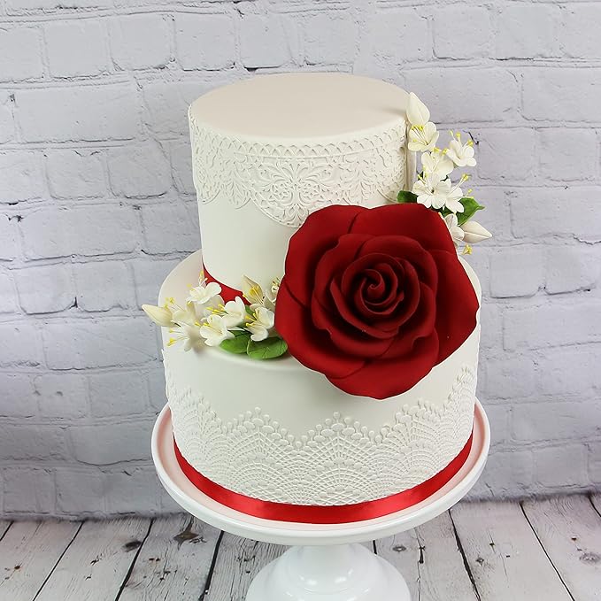 Cherry Blossom Sugar Flower Spray – Gumpaste Flowers for Cakes – Handmade Cake Decorations – Sakura Floral Topper – Sugar Flowers for Wedding & Birthday Cakes - White, 1 Count by Global Sugar Art