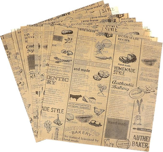 100 Sheets Sandwich Wrapping Paper, 15x11" Printed Parchment Paper, Newspaper Food Wrap Deli Paper Sheets for Outdoor Picnic, Churches, Home Party