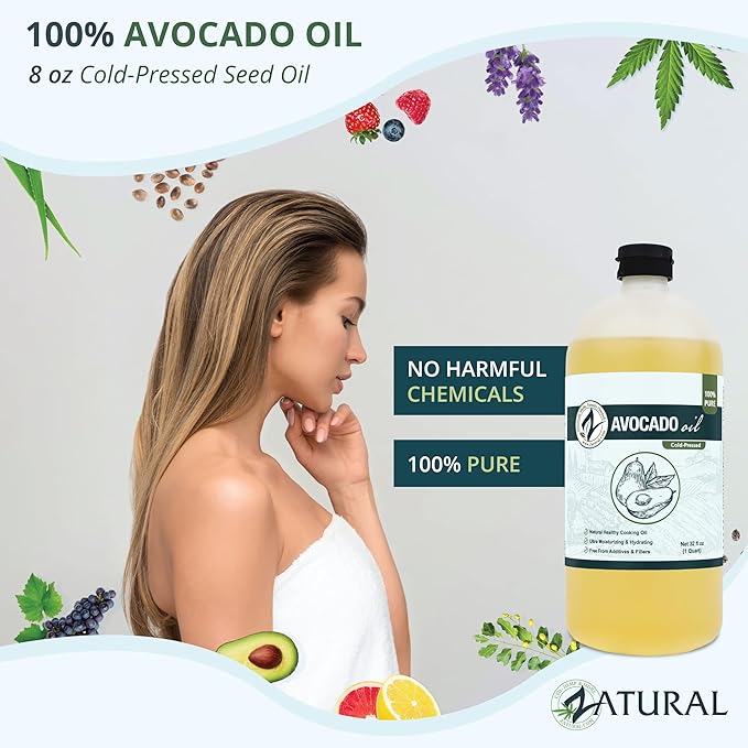 Zatural 100% Avocado Oil Pure Natural without Additives, Clean, Cold Pressed, Non-GMO, Vegan: For Cooking, Frying, Baking and for Sauces, Dressings, Marinades, Salads (32 Ounce)