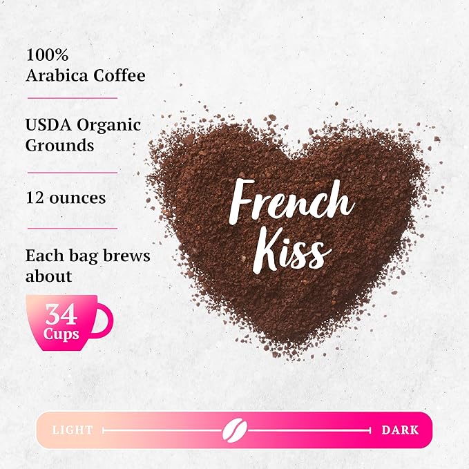 Couple?™s Coffee Ground Coffee | Gives Back to Military Families | French Kiss | French Vanilla Flavored Coffee | Made with 100% Arabica Beans | 12oz bag brews about 34 cups