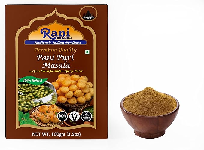 Rani Pani Puri Masala (14-Spice Blend for Indian Spicy Water) 3.5oz (100g) ~ All Natural | Vegan | No Colors | Gluten Friendly | NON-GMO | Indian Origin, gol gappa
