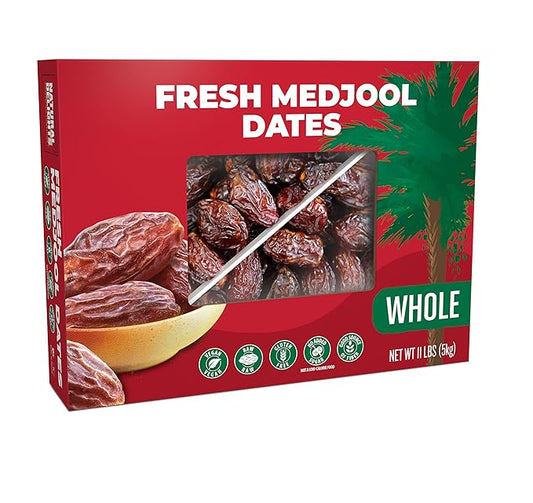 Natural Delights Medjool Dates – Large & Plump Whole Dates Medjool, Non-GMO Verified, Good Source of Fiber, Naturally Sweet Fruit Snack, Perfect for On-the-Go - Medjool Dates Whole, 11 lb Box