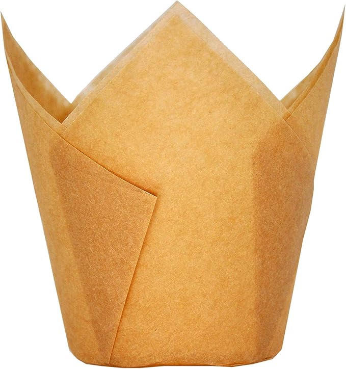 Large Muffin Greaseproof paper Baking cupcake cups, 2-1/4" x 4" Natural Tulip Baking Cup Case of 125 pcs (Large size) (125)