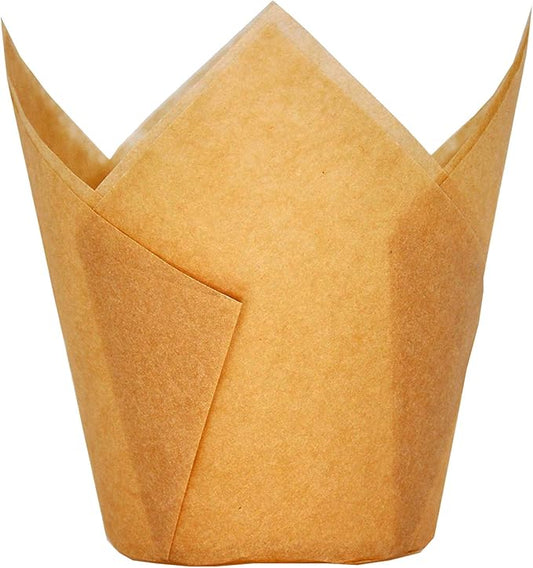 Large Muffin Greaseproof paper Baking cupcake cups, 2-1/4" x 4" Natural Tulip Baking Cup Case of 125 pcs (Large size) (125)