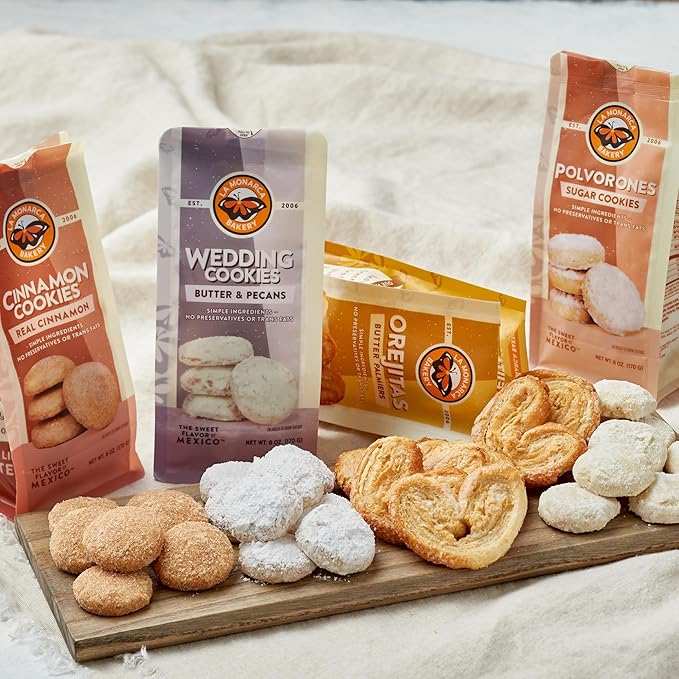 Orejitas Cookies, 3.4 Ounce (Pack of 3), Flaky and Crunchy Mexican Inspired Mini Palmiers made with Real Butter and Lightly Dusted with Sugar by La Monarca Bakery