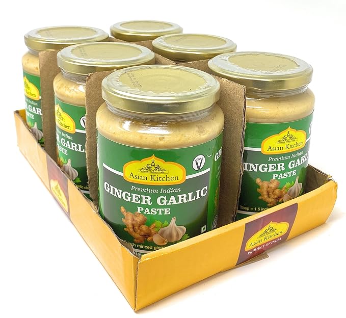 Asian Kitchen Ginger Garlic Cooking Paste 26.5oz (750g) Glass Jar, Pack of 5+1 FREE ~ Vegan | Gluten Free | NON-GMO | No Colors | Indian Origin
