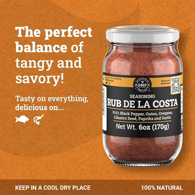 SMP Rub de la Costa: 100% Natural, No Preservatives, Perfect Tangy & Salty Seasoning for Seafood, White Meats, Veggies & Vinaigrettes – For Grill Masters & Home Cooks – 6 oz