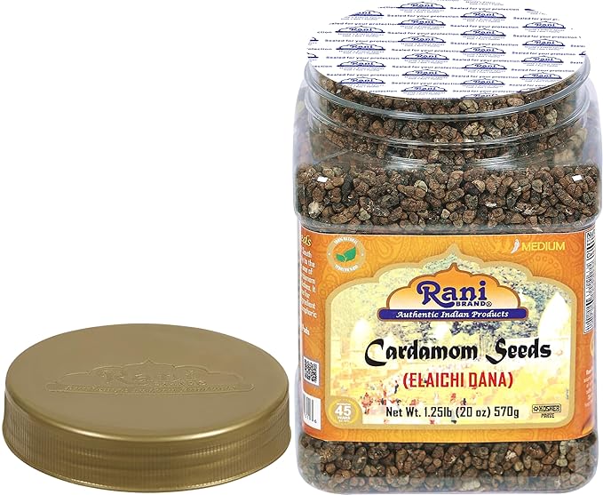 Rani Cardamom (Elachi) Decorticated Seeds Indian Spice 20oz (1.25lbs) 571g PET Jar ~ All Natural | Vegan | Gluten Friendly | NON-GMO | Kosher | Indian Origin