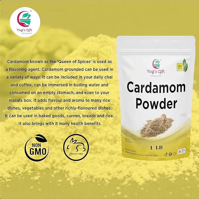 Ground Cardamom Powder 1 LB (16 oz) ??Aromatic & Premium Quality | Perfect for Baking, Coffee, Tea & Curries | aka Elaichi, Cardamon | By Yogi?™s Gift®