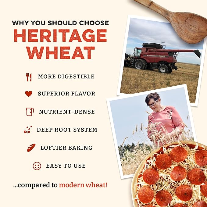 Sunrise Flour Mill USDA Organic Heritage Pizza Flour - 2 lbs | Organic Milled Flour from Hard Red Wheat | Easier to Digest with Less Bloating | No Bleaching or Bromating | Zero Additives