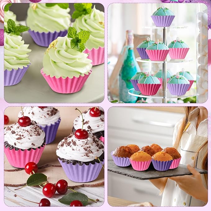 Zonon 1000 Counts Cupcake Liners for Baking Liners Paper Cupcake Wrappers Bulk Cup Cake Cases Muffin Baking Paper Cups for Candy Cooking(Pink and Purple,1.18 Inch-Mini Size)